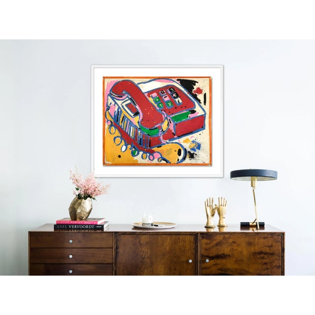 Contemporary Telephone by Jelly Chen in White Framed Paper, Medium Art Print For Sale - Image 3 of 4