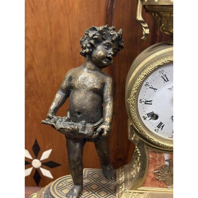 Vintage Brass & Bronze Clock For Sale - Image 6 of 13