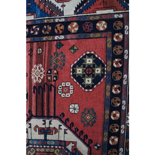Red Semi Antique Hand Knotted Tribal Geometric Medallion Wool Area Rug 7' X 9' For Sale - Image 8 of 16