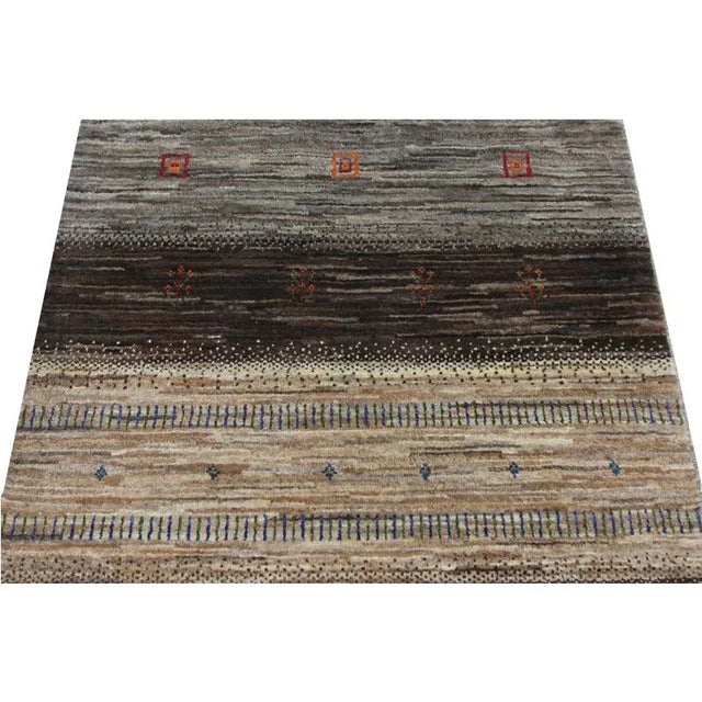 Textile Handwoven Persian Gabbeh Area Rug 2’10” X 4’5″ For Sale - Image 7 of 9