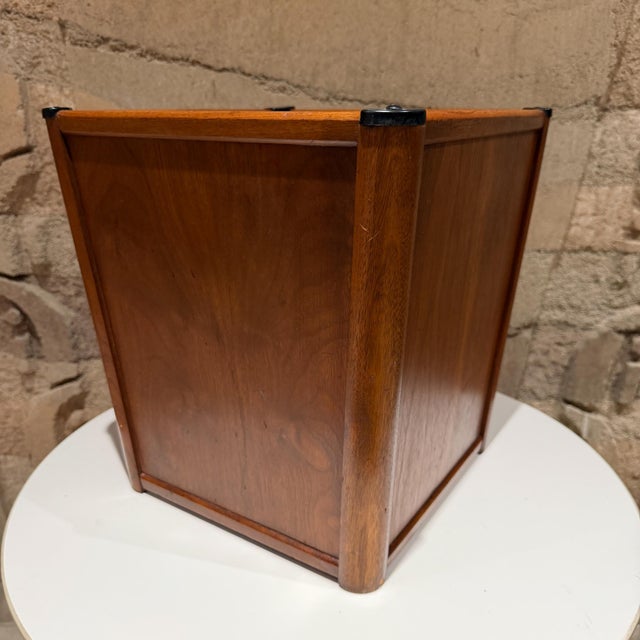 Mid-Century Modern Wood Walnut Waste Basket Paper Barrel Nucraft For Sale - Image 15 of 17