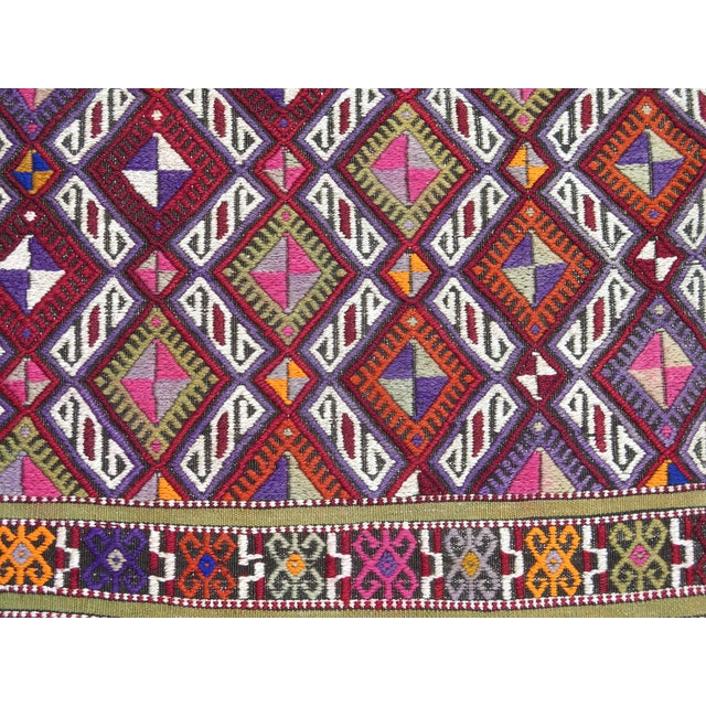 Mid 20th Century Vintage Amethyst Turkish Embroidery Kilim Rug For Sale - Image 10 of 11