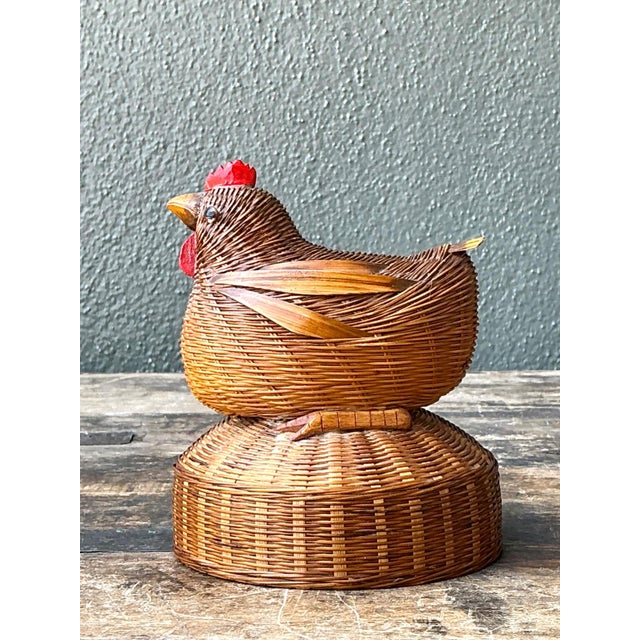 Wood Vintage Shanghai Weave Rooster Music Box For Sale - Image 7 of 15