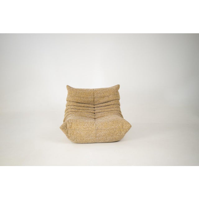 Togo Lounge Chair and Pouf in Caramel Loop Fabric by Michel Ducaroy for Ligne Roset, 1973, Set of 2 For Sale - Image 6 of 18