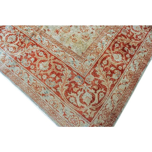 Light Ivory Field Rustic Floral Pattern Antique 19th Century Persian Tabriz Rug For Sale - Image 9 of 12