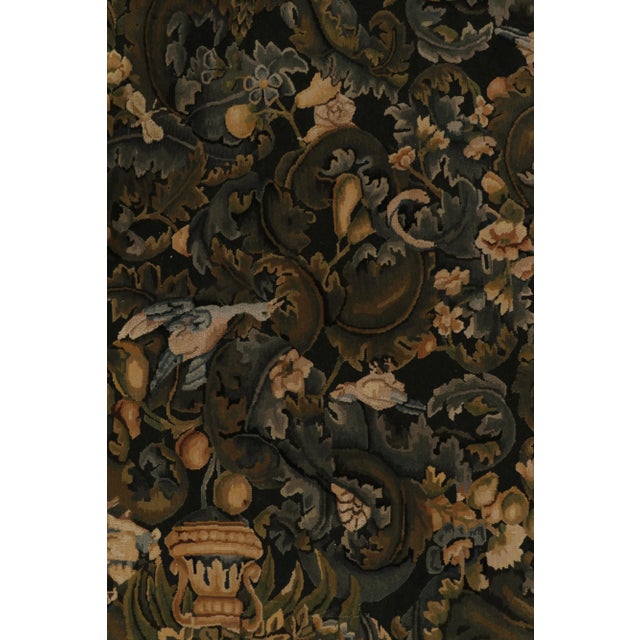 Textile Rug & Kilim’s Tudor Style Rug in Green, Blue & Beige Botanical Pictorial Pattern For Sale - Image 7 of 9