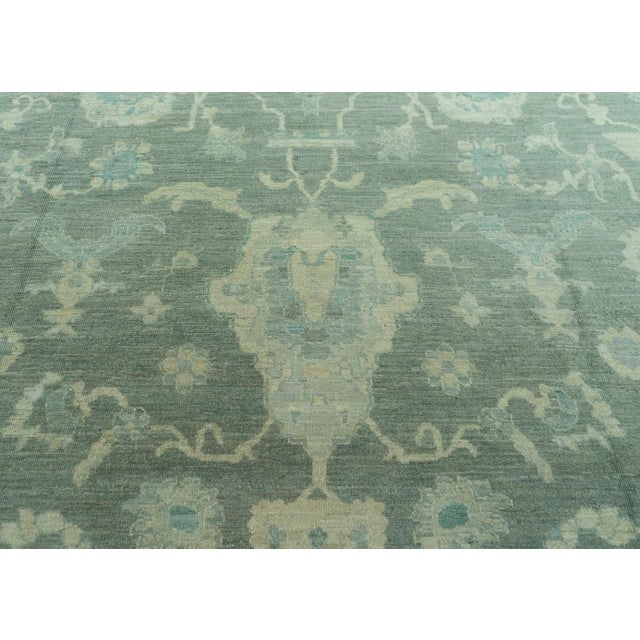 Early 21st Century Turkish Oushak Antique Look Rug 12'3" x 14'10" #20078 For Sale - Image 5 of 8