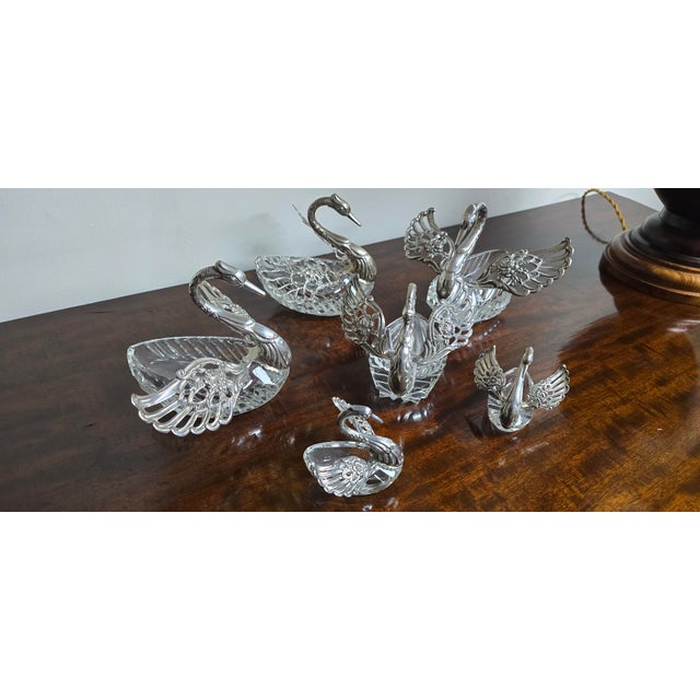 Antique Cut Glass and Silver Swans, 1900, Set of 6 For Sale - Image 13 of 14