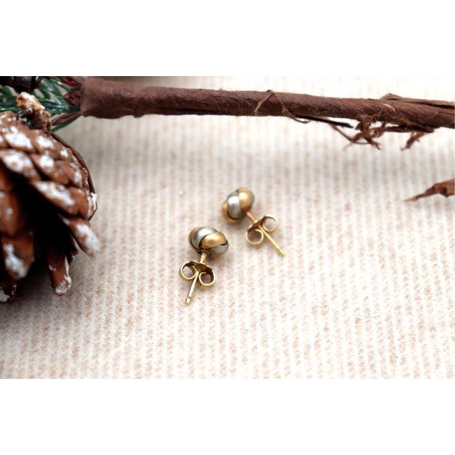 Earrings in 19.2k Two-Tone Gold, Set of 2, in Worn conditions. Designed 1980 to 1989