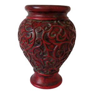 Asian Carved Cinnabar Lacquerware Style Vase