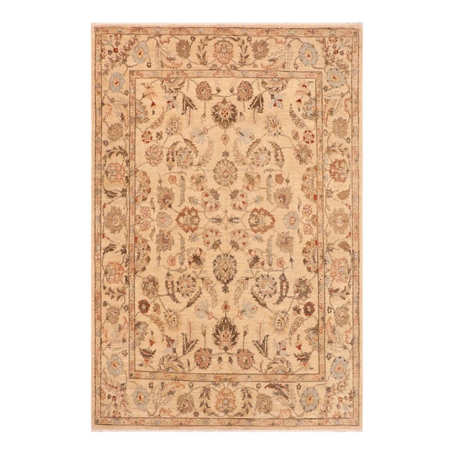 Oriental Ziegler Beige Tan Hand-Knotted Wool Rug - 8'11'' X 12'0'' For Sale