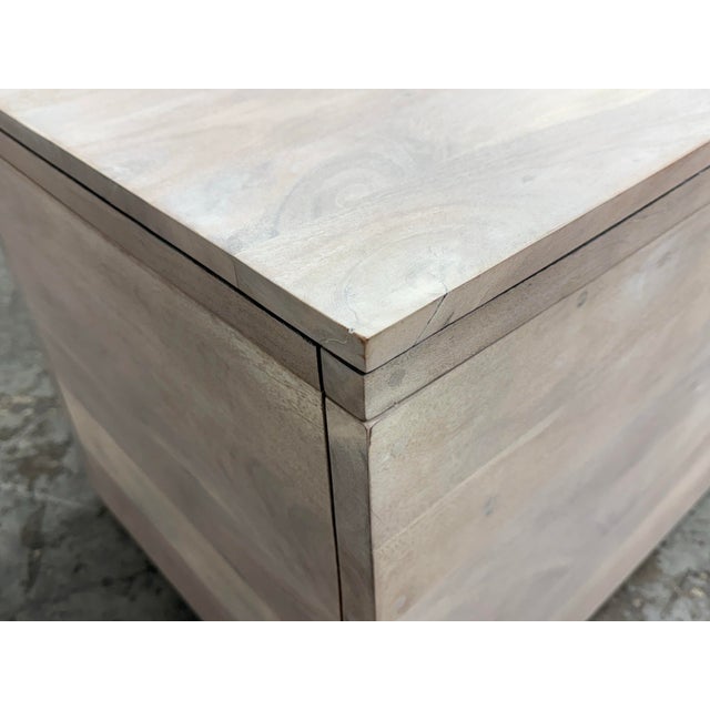 White Cb2 Acacia White Washed Storage Bench For Sale - Image 8 of 12