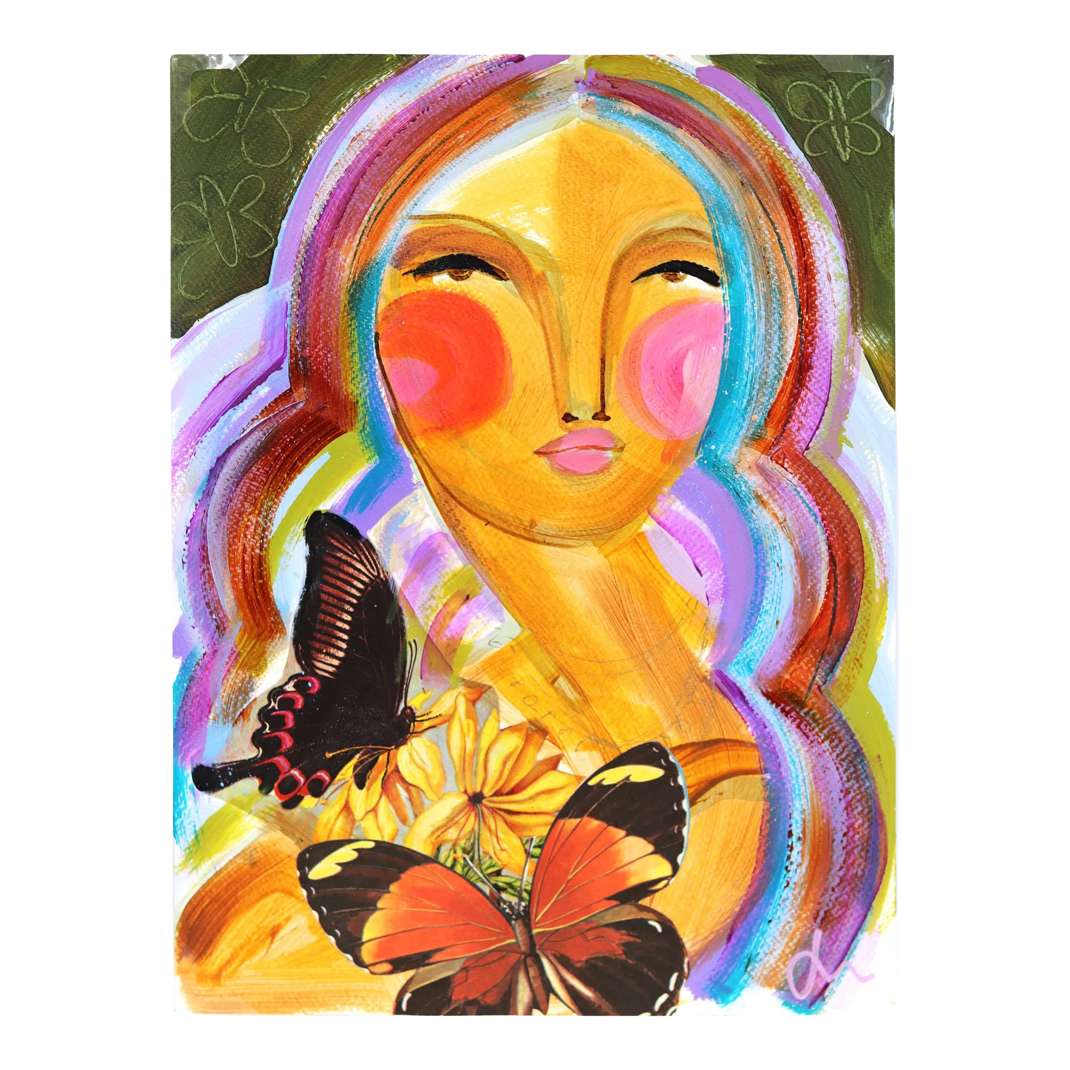 Butterfly Bombshell 2 - Colorful Abstract Figurative Portrait