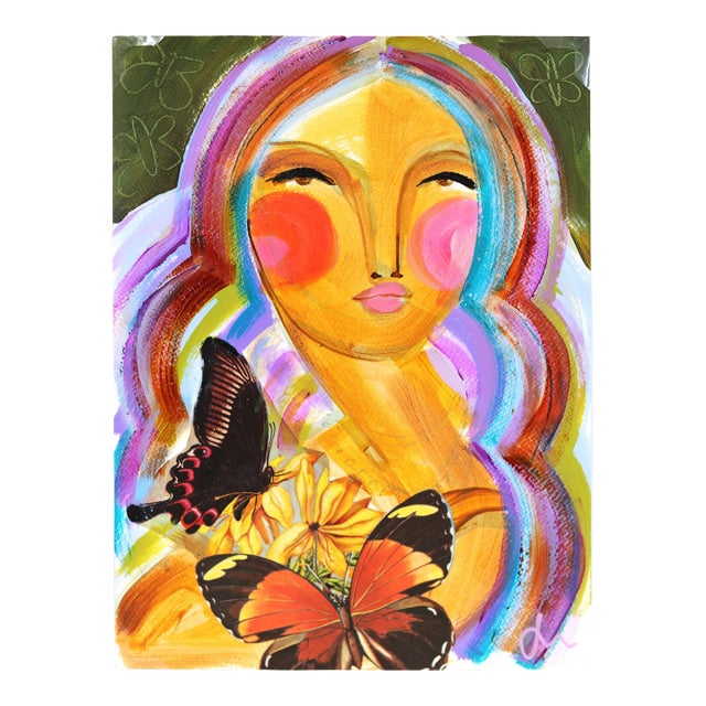 Butterfly Bombshell 2 - Colorful Abstract Figurative Portrait