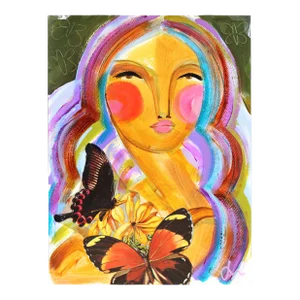 Butterfly Bombshell 2 - Colorful Abstract Figurative Portrait Original Artwork by Lindsey McCord