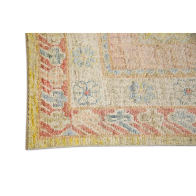 Modern Multicolor Old Wool Turkish Oushak Rug 5'5" X 8'2" For Sale - Image 3 of 7