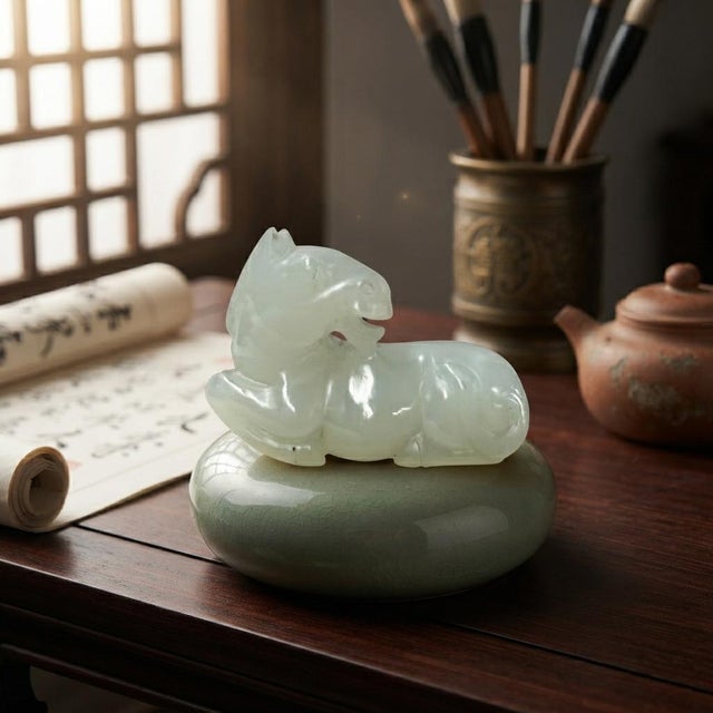 Stone Small Chinese White Stone Restful Horse Pendant Display Art Figure For Sale - Image 7 of 7