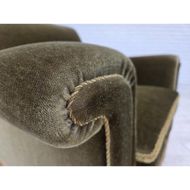 Danish Armchair in Green Furniture Velour, 1970s For Sale - Image 11 of 18