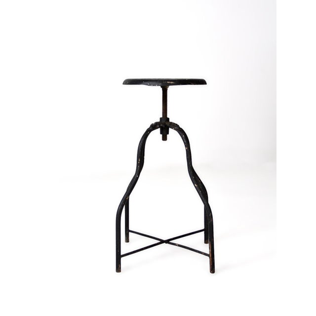Black Antique Industrial Adjustable Metal Stool For Sale - Image 8 of 13