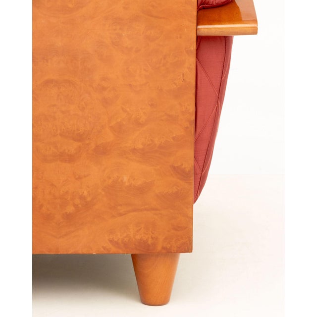 Wood Pair of Art Deco Vintage Silk Upholstered Bentwood Armchairs For Sale - Image 7 of 9