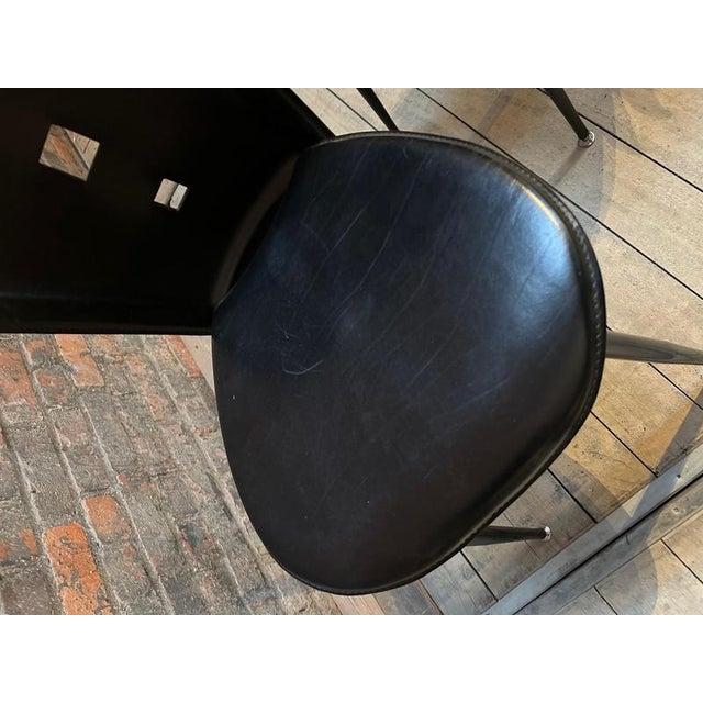 Leather & Metal Chairs, 1960s, Set of 4 For Sale - Image 9 of 10