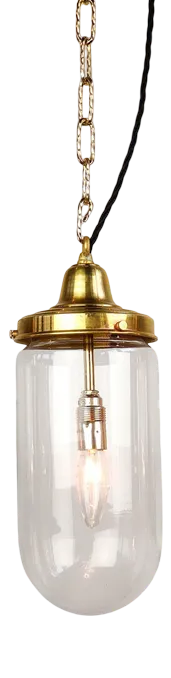 Clear Dome Pendant Lamp with Brass