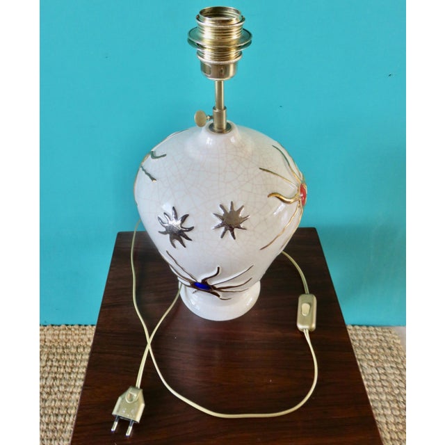 Large Earthenware Lamp with Bas Relief of Suns and Stars, 1947 For Sale - Image 10 of 13
