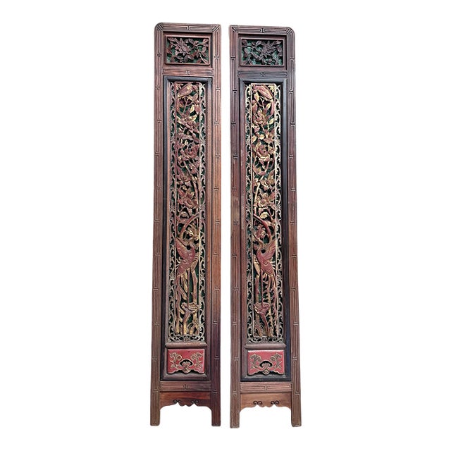 Antique Chinese Carved Wood Panels Possibly From the Qing Dynasty For Sale