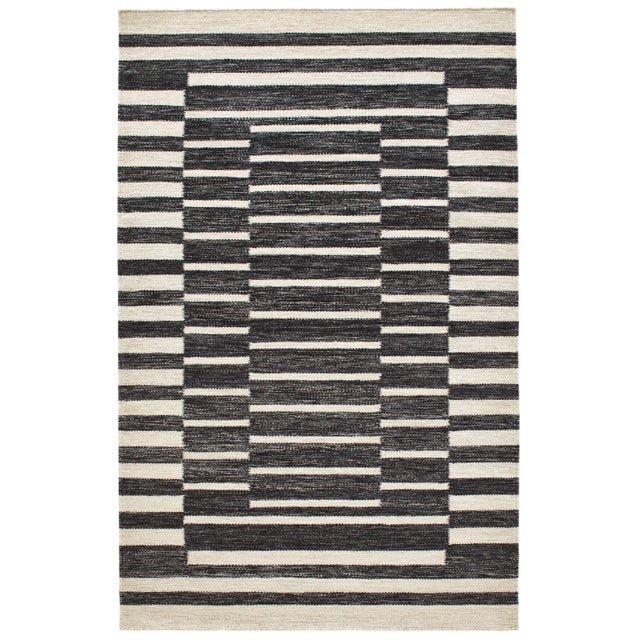 Dash & Albert Marie Flanigan for Dash & Albert Heights Charcoal Woven Wool Rug, 2'6" x 8' For Sale - Image 4 of 4