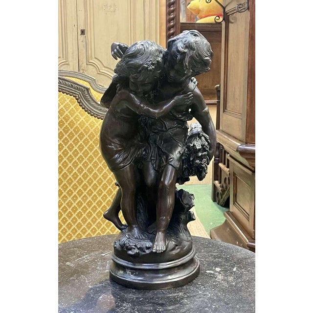 Bronze Depicting Two Children by Moreau, 20th Century For Sale - Image 16 of 16