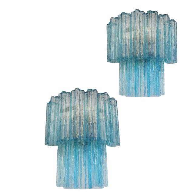 Murano Glass Tube Wall Sconces, 1990, Set of 2 For Sale