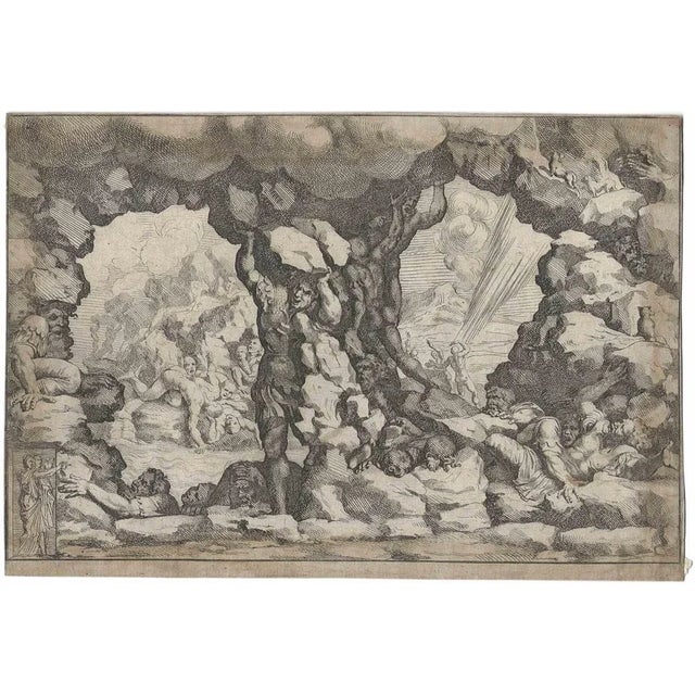 The Giants Struck by Debris is an etching realized in 17th Century by the Italian artist Pietro Santi Bartoli (1635 -...