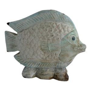 Vintage Hand-Carved Wooden Fish Sculpture – Coastal Sculptural Decor