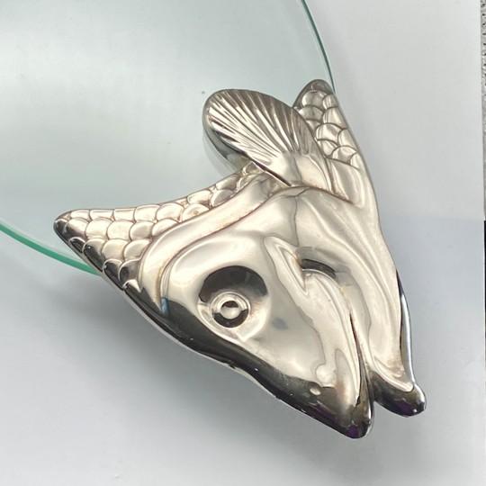 Vintage BMF/ Fritz Nagel Style Glass and Metal Fish Platter For Sale - Image 9 of 18