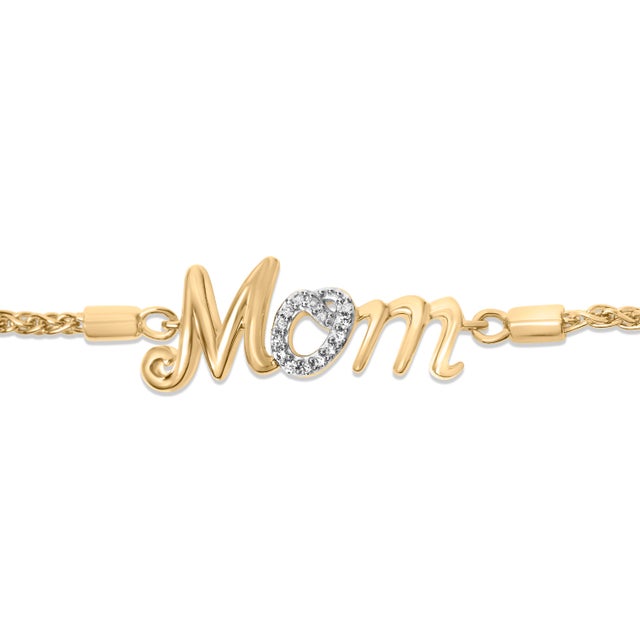 Contemporary Gold Vermeil Diamond Accent "MOM" Lariat Bolo Bracelet For Sale - Image 3 of 4