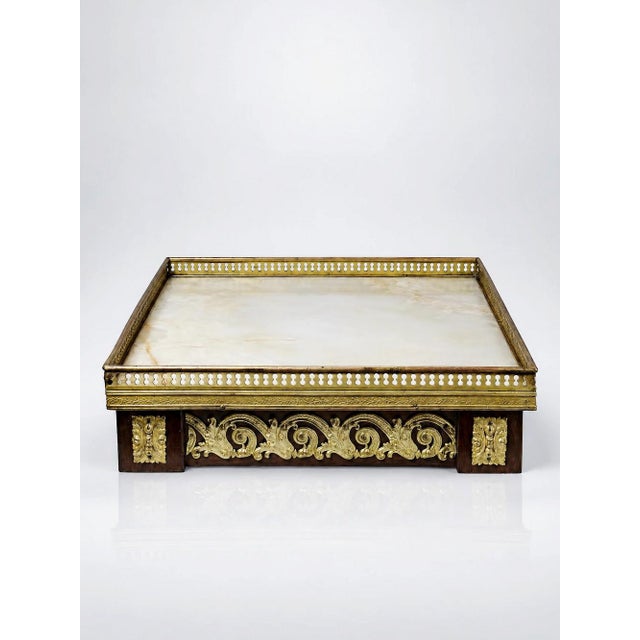 Antique Wooden Side Table Top in Gilt Metal and Onyx, 1900s For Sale - Image 12 of 12