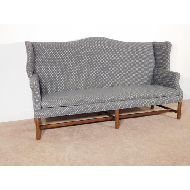 Vintage 1970s Copy of Antique English 18th C. Wing Back Chippendale Sofa Settle For Sale - Image 4 of 14