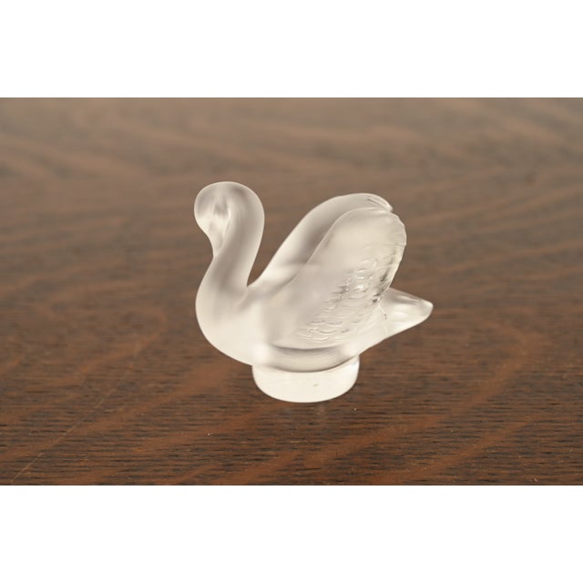 Lalique Art Deco Frosted Crystal Swan Figurine For Sale - Image 10 of 14