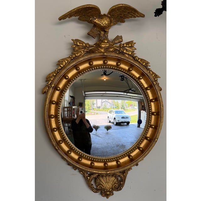 Federal Style Convex Eagle Girandole Mirror With Shell Cartouche, 48" For Sale - Image 10 of 12