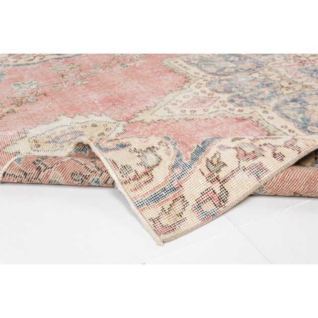 Apricot 1960s Bohemian Turkish Area Wool Rug For Sale - Image 8 of 10