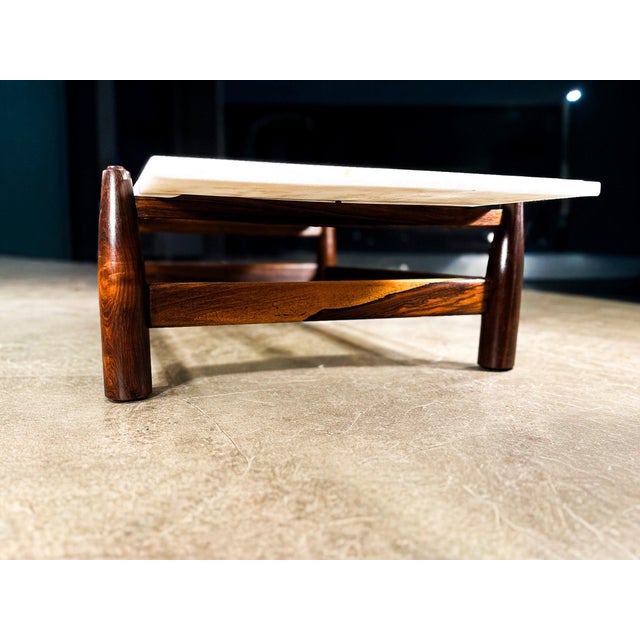 Architectural Brazilian Modern Coffee Table in Rosewood and Marble, Cimo, 1950s For Sale - Image 13 of 13