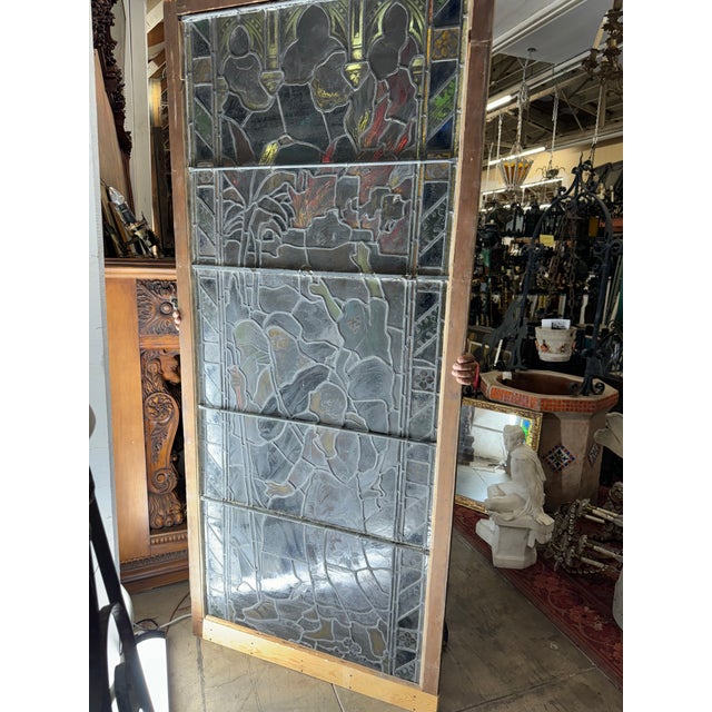 Stained Glass Window Depicting the Story of Sodom and Gomorrah 1920's For Sale - Image 12 of 12