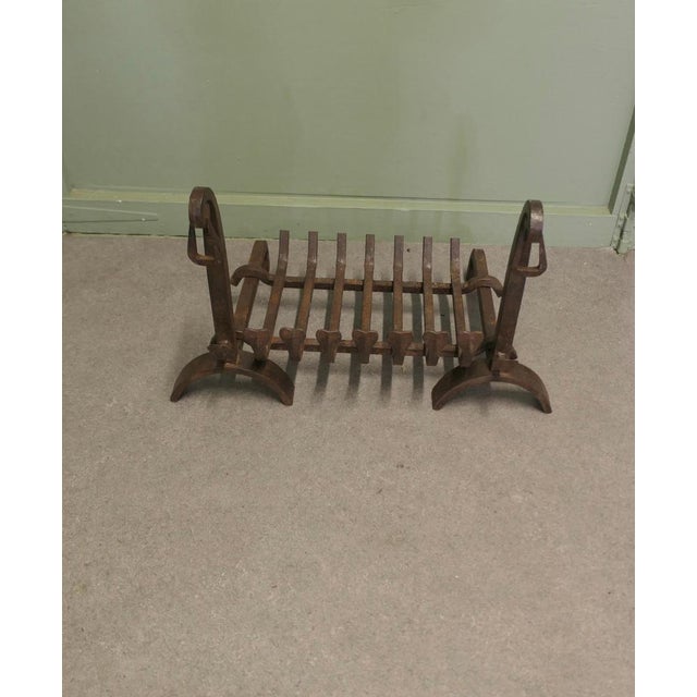 Inglenook Fireplace Grate on Andirons For Sale - Image 5 of 7
