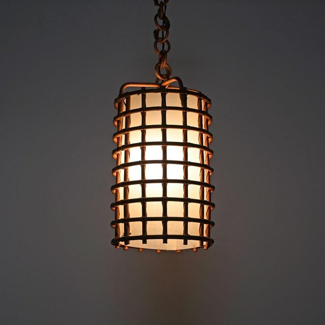 Vintage Pendant Light in Parchment with Rattan and Wicker by Louis Sognot, France, 1960s For Sale - Image 4 of 14