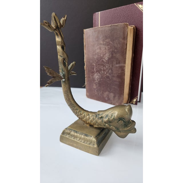 Early 20th Century Art Nouveau Solid Brass Figural Bookend For Sale - Image 14 of 14