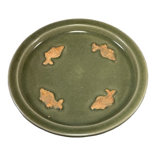 Antique Chinese Longquan Celadon Fish Plate Dish For Sale