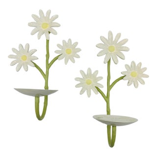 Vintage Iron Wall Candle Sconces , a Pair For Sale