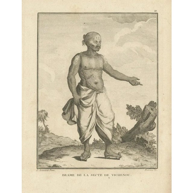 Pierre Sonnerat, Vaishnavite Brahmin from India, 1806, Engraving on Paper For Sale - Image 6 of 10