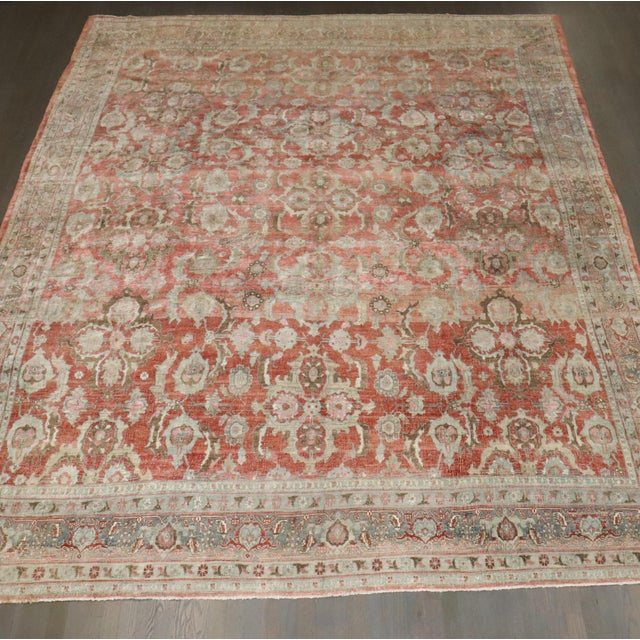 a soft abrash red color late 19th Century, large-scale pattern Persian Bidjar Carpet Details rug no. j3900 size 9' 6" x...