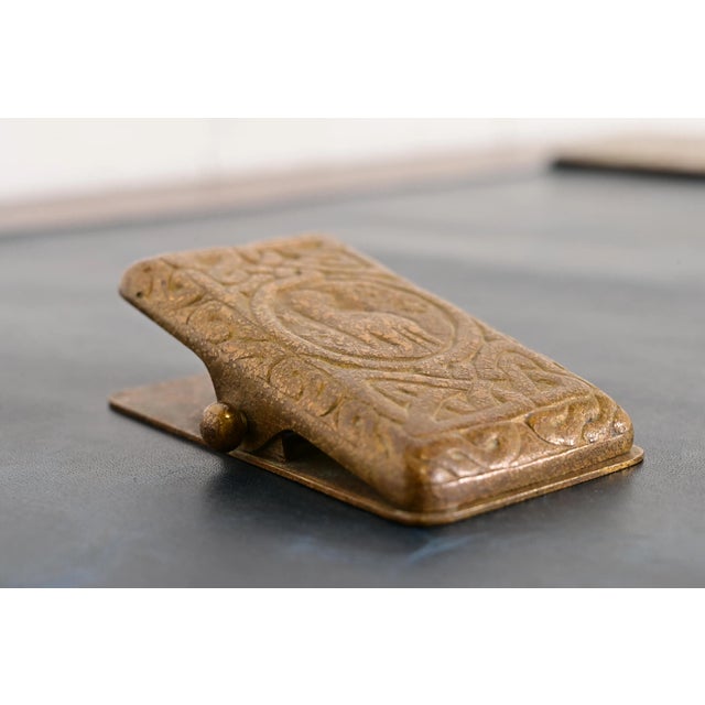 Early 20th Century Tiffany Studios New York Zodiac Pattern Bronze Doré Large Paper Clip For Sale - Image 5 of 11